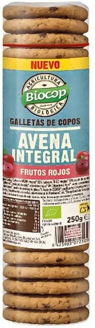 Biocop Biscoitos De Copos De Aveia Integral Frutos Vermelhos 250g