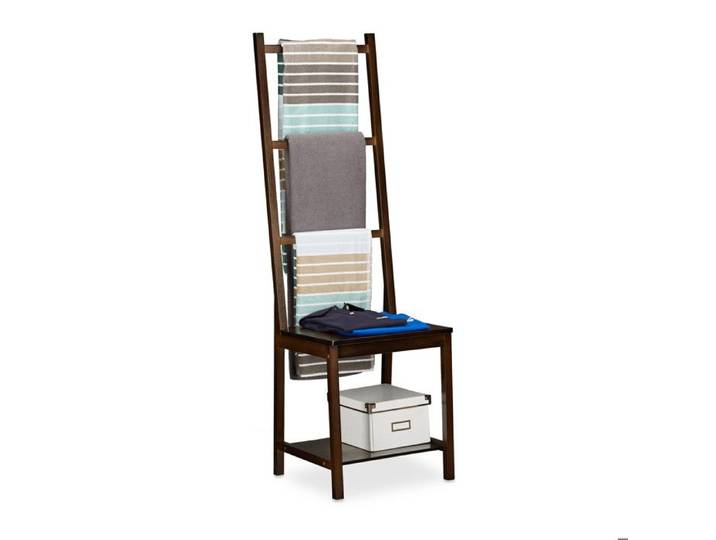 Relaxdays Porte-serviettes Portant Range-Serviettes Bain Valet Chambre Chaise Dressing Bambou 133x40x42cm Marron Foncé