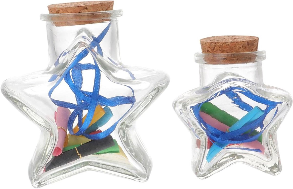 Set van 2 decoratieve wensflesjes met gele LED-verlichting