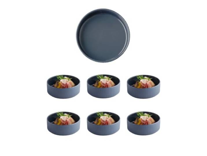APS 19155 Schale THE GRID Porzellan marine, 6er Set, 550 ml, Ø 16 cm stapelbar
