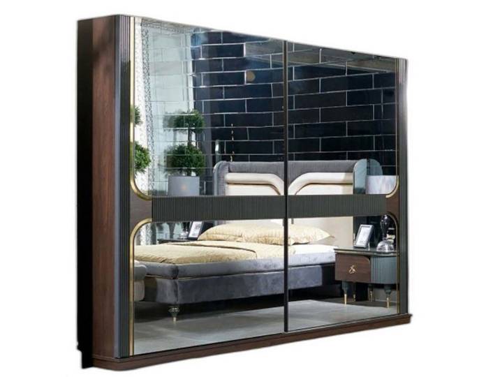Xlmoebel Kleiderschrank Eleganter Kleiderschrank mit Spiegel und stilvollem Design (1-St., Kleiderschrank) Hergestellt in Europa