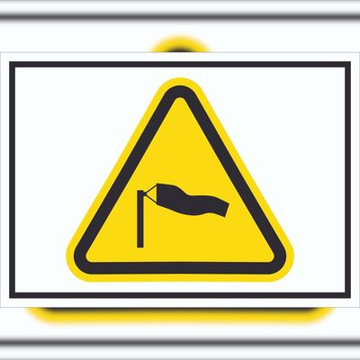 HB-Druck Schild Warnung starker Wind Symbol A5 (148x210mm)
