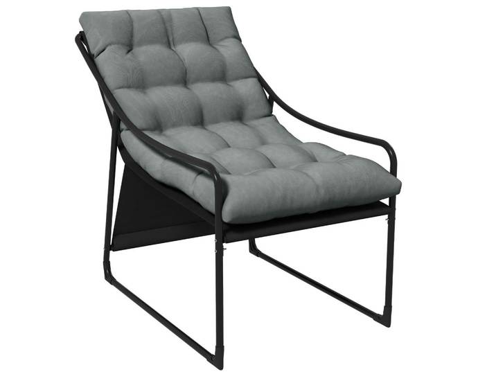 ComfortXL Loungesessel De-09798 Grau/Schwarz, Metall, 110x88x62 cm, Gartenmöbel, Loungemöbel, Loungesessel