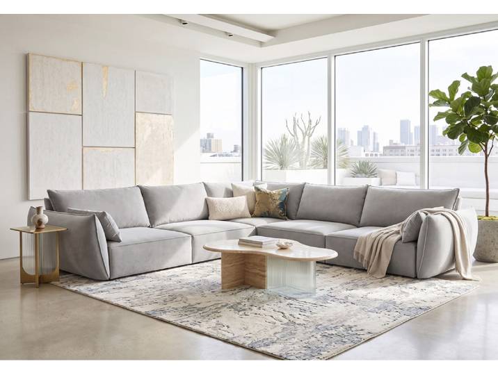 Designer Ecksofa Nuvola Maxi in Samt - Hellgrau - Samt - Luxusbetten24