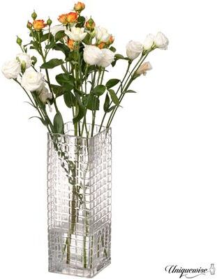 Uniquewise Pair of 10 and 12-Inch Wood and Glass Inlay Vases - Merging the Natural Warmth and Texture of Wood with the Elegance and Color