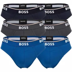 BOSS Herren Slips, 6er Pack - Briefs 3P Power, Cotton Stretch, Logo, einfarbig Blau / 2XL