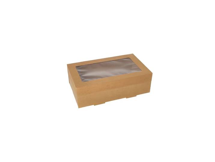 PAPSTAR Einweggeschirr-Set 100x Transport- & Catering-Kartons Pappe eckig 8 x 15,3 x 25,5cm braun, Pappe / PET