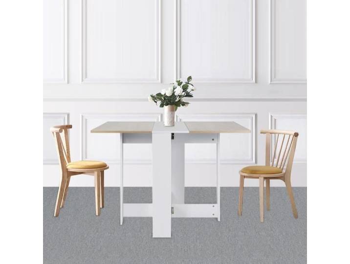 Table à manger pliante YIPEEMA - HOMEWELL - Blanc/Chêne - 103x76x73cm