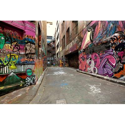 Fototapete PAPERMOON "Graffiti-Gasse", bunt, B:2,5m L:1,86m, Vlies, Tapeten