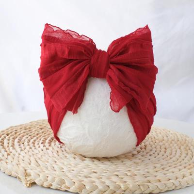 Inspired Deals Soft Lace Baby Bow Headband For Newborns & Toddlers Wide Stretch Hair Accessory red Wine
