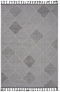 Klair Living Guros Collection White / Grey / Trellis Indoor / Outdoor Non-Shedding Area Rug