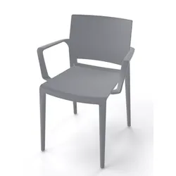 Robuster Stapelstuhl Bakhita B - mit Armlehne für Garten und Wohnbereich grau