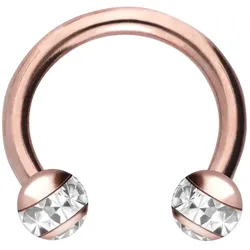 Chirurgenstahl Hufeisenring EPOXY-RING-KUGELN + KRISTALLE