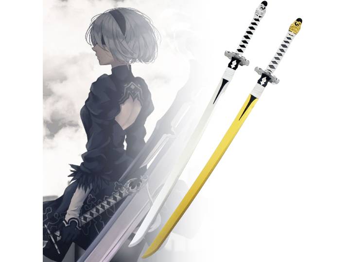 YoRHa 2B Katana – grande épée en bois de 47 pouces, accessoire de Cosplay Anime Nier, couteau Ninja, taille réelle, épée de samouraï Katana japonaise, sabre cadeau