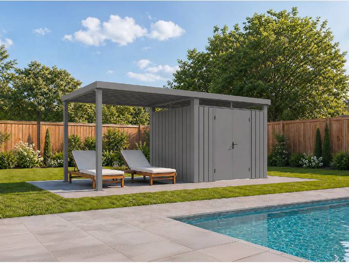 Anbaudach für Gartenhaus - 5,99 m² - Grau - MERANO