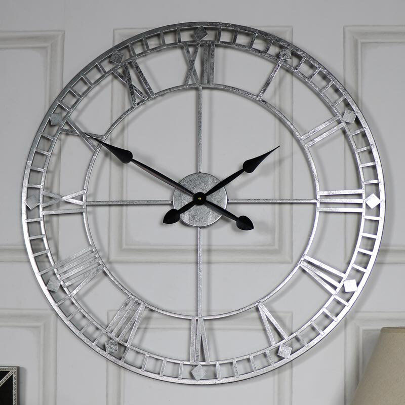 Rio Eckard Wall Clock Black;Silver 80cm W X 80cm H X 3cm D