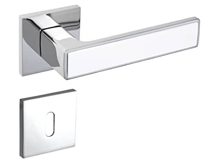 GR Türgriff dünne Eckrosette Wechselgarnitur BB/PZ/WC Metall Türklinken Türdrück für Innentüren Türbeschlag (Rosette BB, Chrom)