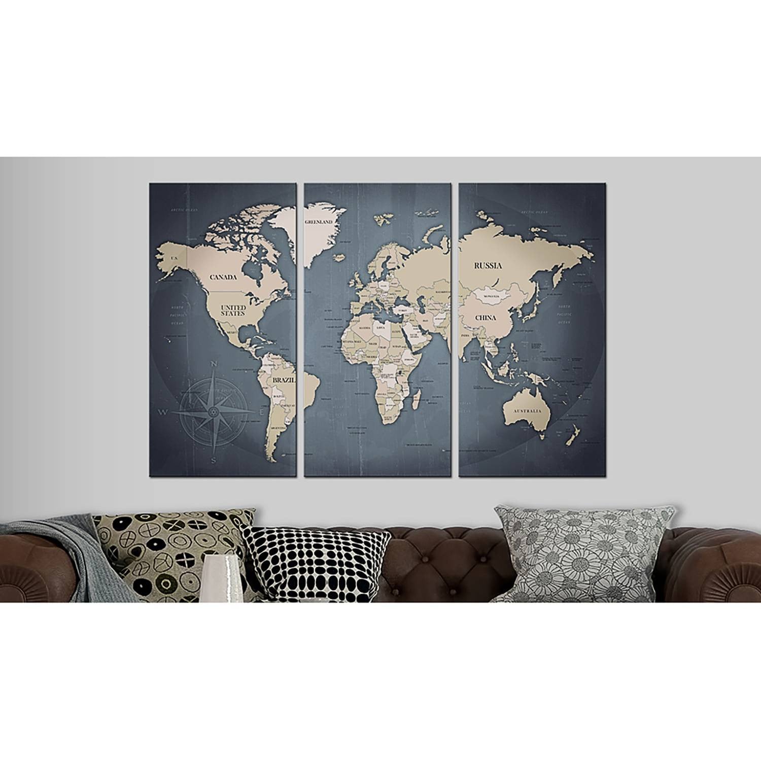 home24 Kurken afbeelding Anthracitic World, antraciet en bruin, 90 x 60 cm