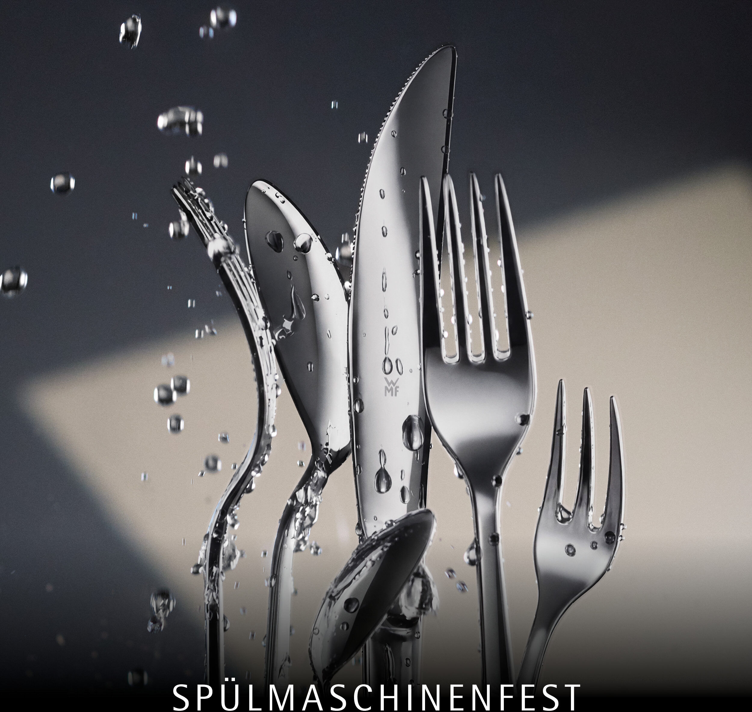Besteck-Set WMF "Inspiration, elegante Optik, ergonomische Haptik, Wellenschliff-Messer", silber (edelstahlfarben), 60 Stk., Cromargan Edelstahl Rostfrei 18/10, Essbesteck-Sets, Besteck-Set, spülmaschinengeeignet, säuregeeignet, hochwertiger Besteckkasten