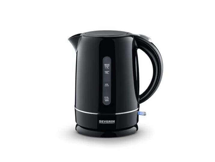 SEVERIN Waterkoker 1,7 l, krachtige en compacte waterkoker in hoogwaardig design, elektrische waterkoker met kalkfilter, zwart, WK 4322