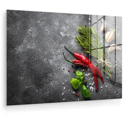 ACRYLGLASBILD Pfeffer - Kräuter - Gewürze - Beton Wanddeko 60x40 cm