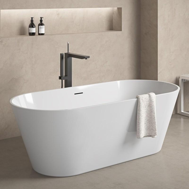 170 cm SERENA freistehende Badewanne aus weißem Acryl