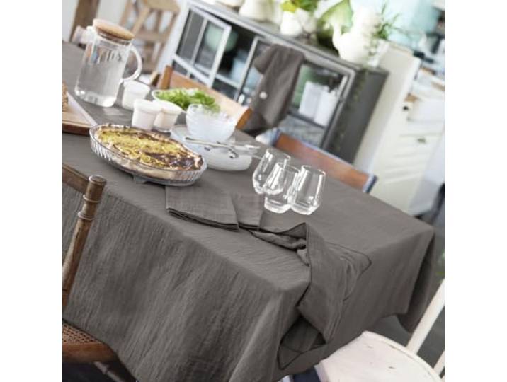 Nappe Rectangle 150x350 cm Gaze de Coton Granit