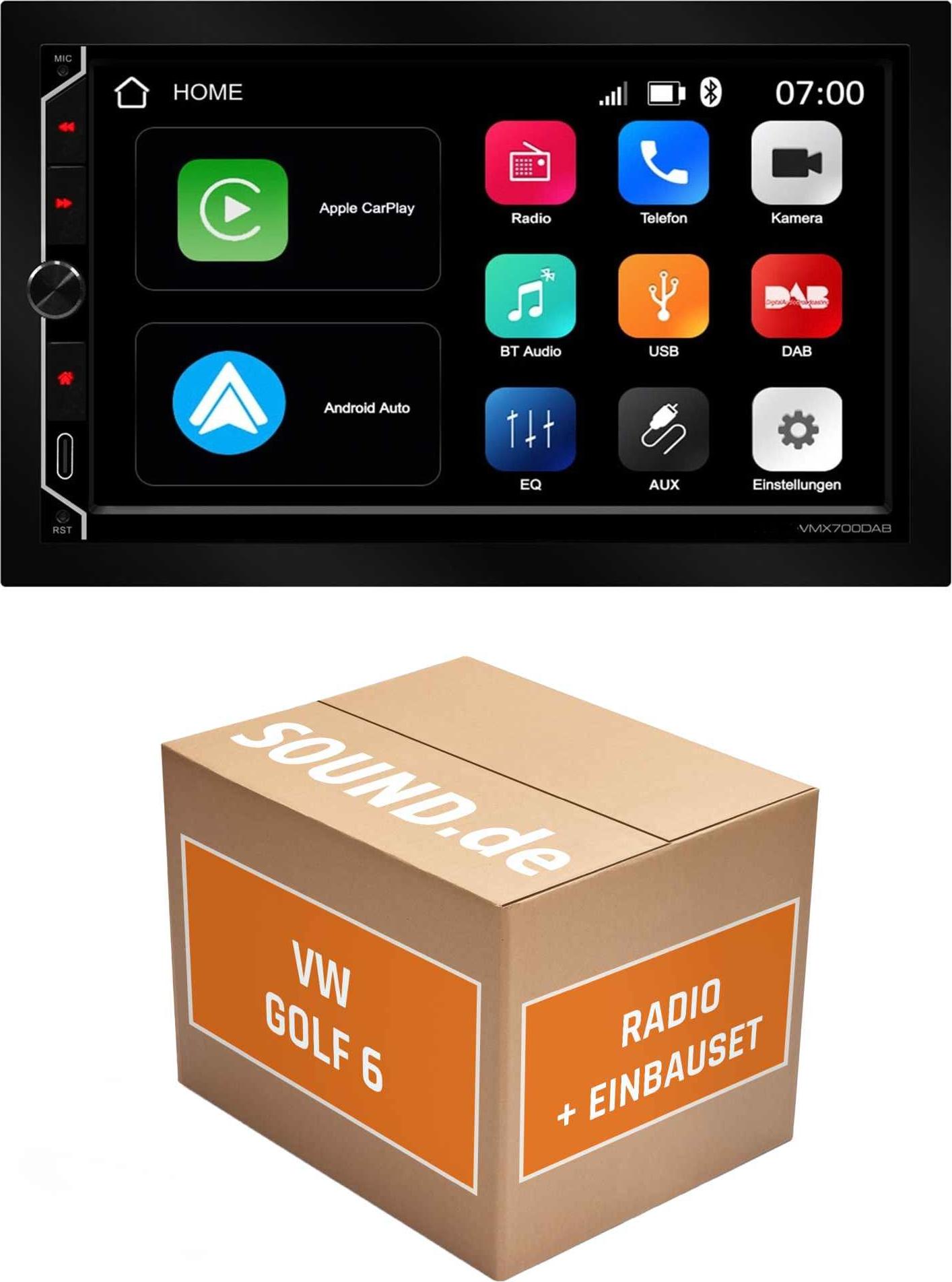 Autoradio Einbaupaket ESX VMX700DAB passend für Golf VI CarPlay Wireless | Android Auto Wireless Bluetooth