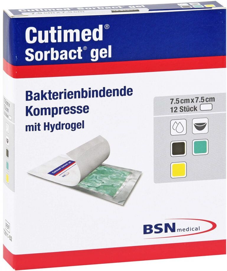 Cutimed Sorbact Gel Kompressen 7,5x7,5 cm