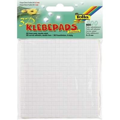 Folia 3D-Klebepads, 5x5 mm, sortiert, weiß, 800 Stück