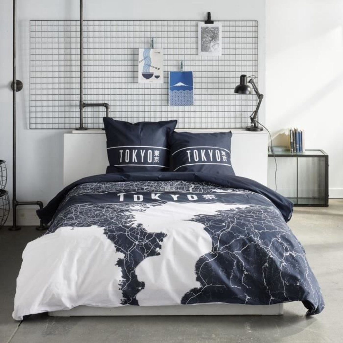 Beddengoedset TODAY JAVA voor 2 personen - Donkerblauw - Tokyo print - Katoen - 240 x 220 cm