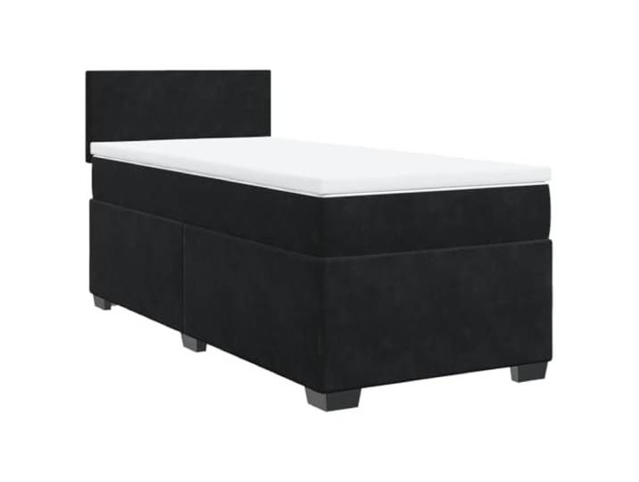 PUGYNBK Boxspringbett aus schwarzem Samt, 100 x 200 cm Taschenfedern, Kopfteil inklusive, Lattenrost, stabile Beine