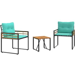 vidaXL Gartenmöbel Set mit Kissen 3 pcs Türkis
