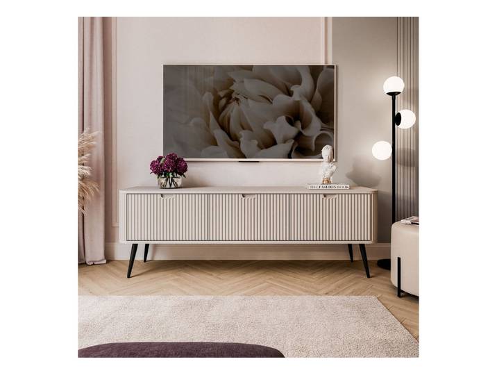 ALLHOUSE24 Lowboard CAREEN 168 cm Geriffelte Fronten TV Schrank Metallfüße Unterschrank (1x TV Schrank), Breite 168 cm