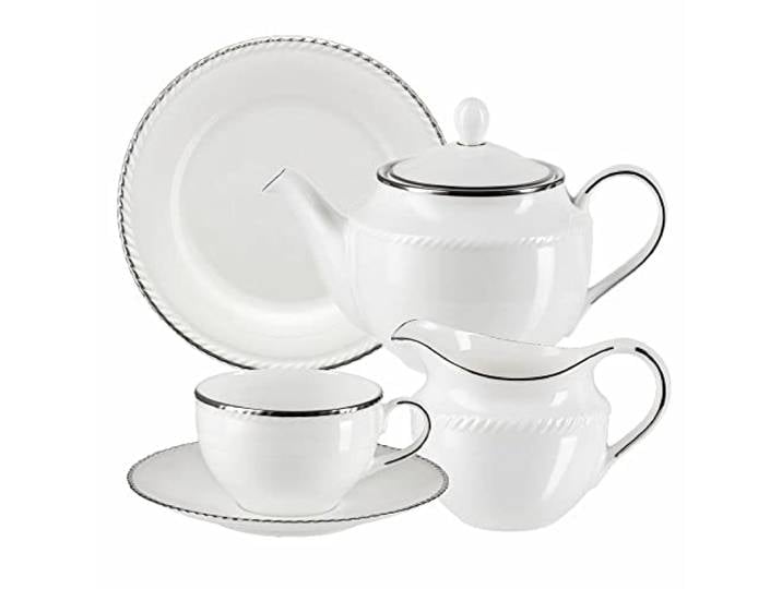 VILLA ITALIA Kaffeeservice Porzellan Für 12 Personen Tassen - Set Tassen - Desserteller - Kruge - Kaffee - Oder Teezucker FLORIAN