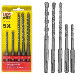 5x Easy Work, Bohrereinsatz, Hammerbohrersatz SDS (10 mm, 6, 8)