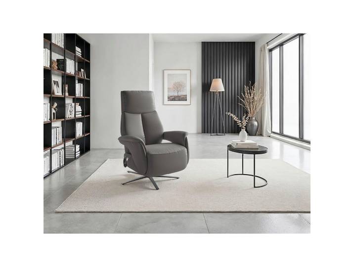 Sit & More Relaxsessel, Mokka, Metall, Echtleder, Nappaleder, 75x115x85 cm, Liegefunktion, Sitzfläche 360° drehbar, gepolsterte Armlehnen, Wohnzimmer, Sessel, Relaxsessel
