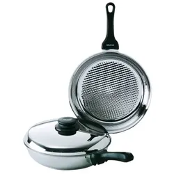 Kelomat Bratpfanne Grillmeister mit Deckel Ø24 cm Edelstahl Induktion