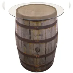 Temesso 190L Originales schottisches Whiskyfass als Stehtisch mit Glasplatte, Eichenfass, Holzfass, Holzbehandlung: natur