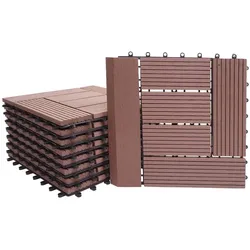 Proregal BERLINLODGE WPC Bodenfliese + Abschluss | 11x je BxT 30x30cm = 1qm Premium | Holzoptik Balkon/Terrasse | Coffee versetzt
