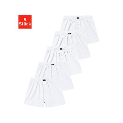 Weiter Boxer H.I.S "Herren Boxer", Herren, Gr. 5M, 5 Stk., Jersey, weiß, Jersey, Obermaterial: 95% Baumwolle, 5% Elasthan, unifarben, bequem, Unterhosen, weite Passform, Komfortbund, aus Baumwoll-Stretch, Topseller