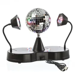 SATISFIRE Spiegelkugel 2 LED Schwanenhals Spots Party Disco Effekt USB/Batterie