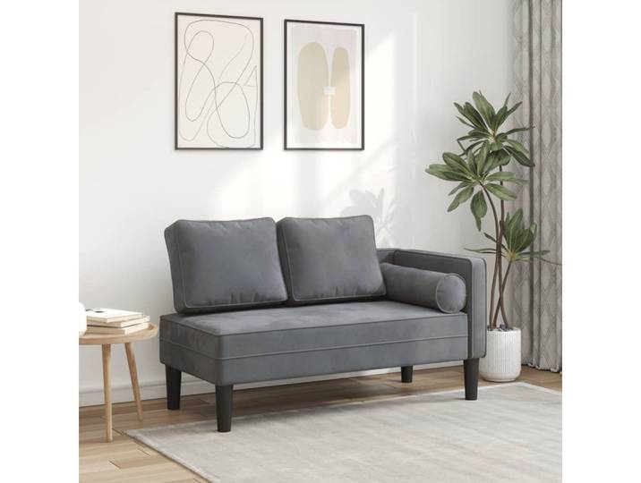 vidaXL Chaiselongue, Chaiselongue mit Kissen Dunkelgrau Samt