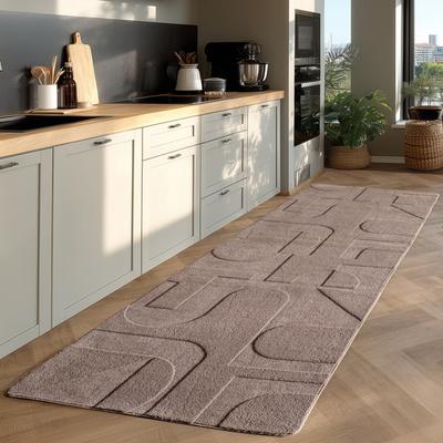 Teppich AYYILDIZ TEPPICHE "POMPEI 1614 , auch als Läufer", beige, B:80cm H:12mm L:250cm, Microfaser, Teppiche, Teppich, weiche pflegeleichte Oberfläche, Hoch-Tief-Struktur, Kurzflor