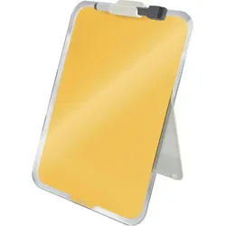 LEITZ Glas Desktop-Notizboard Cosy A4 Sicherheitsglas magnetisch aufstellbar gelb Packung mit 4 Stück