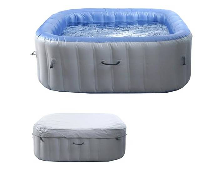 Mendler Whirlpool HWC-N97 eckig 198cm, grau-blau Ersatz-Pool, 6 Personen, In-/Outdoor aufblasbar, PVC laminiert
