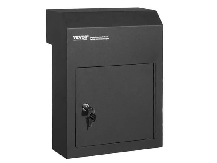 VEVOR Boîte aux Lettres Encastrable Porte\, 304x150x405 mm\, Boîte de Dépôt de Courrier Travers la Porte\, 43 mm\, en Acier Robuste\, Verrouillage à Clé pour Lettres\, Chèques\, Clés\, Maison\, Bureau\, Noir