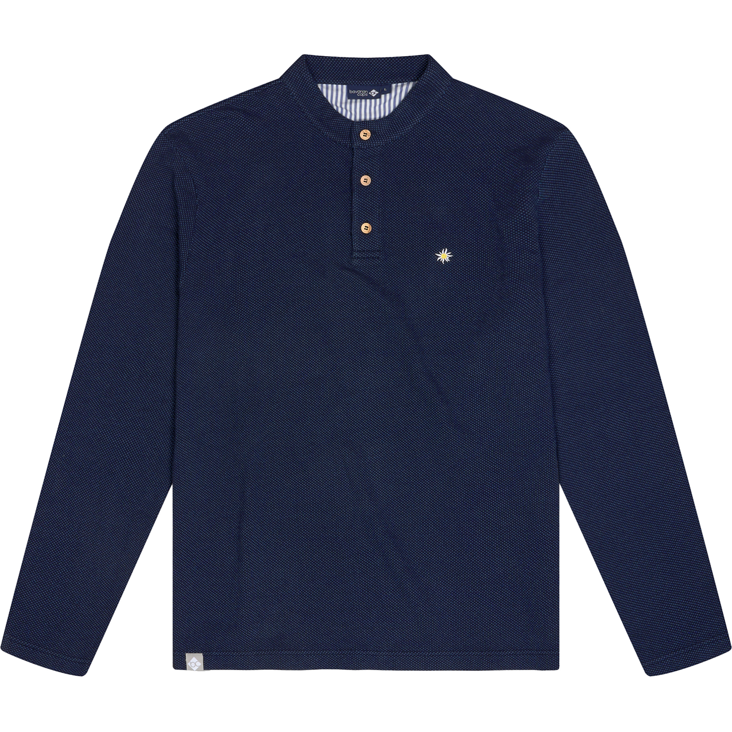 Bavarian Caps Edelweiß Feinstrick Polo Herren Longsleeves blau Größe S Lifestyle Hautfreundlich