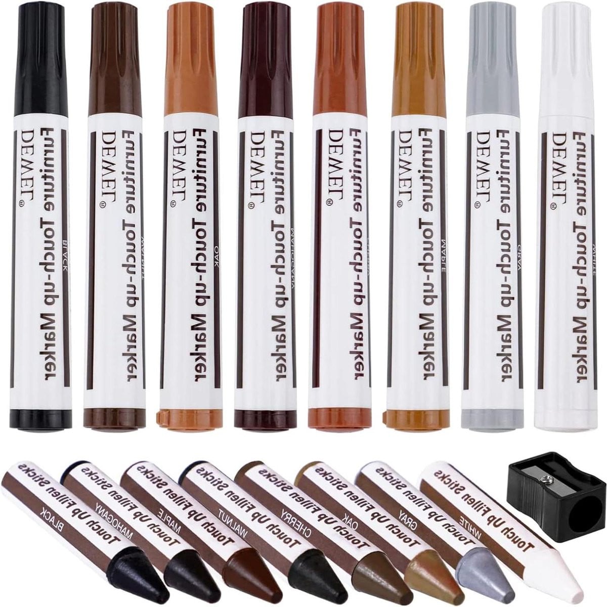 Hout Reparatieset Grijs - 17-delige Meubelmarkers Set voor het Herstellen van Krassen
