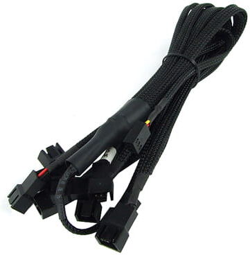 Phobya Y-Kabel 3Pin Molex auf 9x 3Pin Molex - Schwarz 60cm